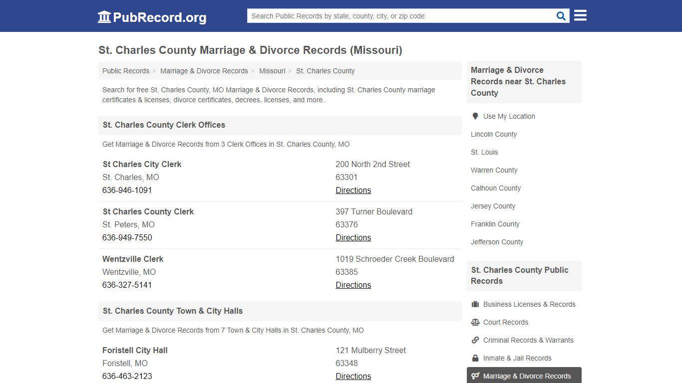 St. Charles County Marriage & Divorce Records (Missouri)